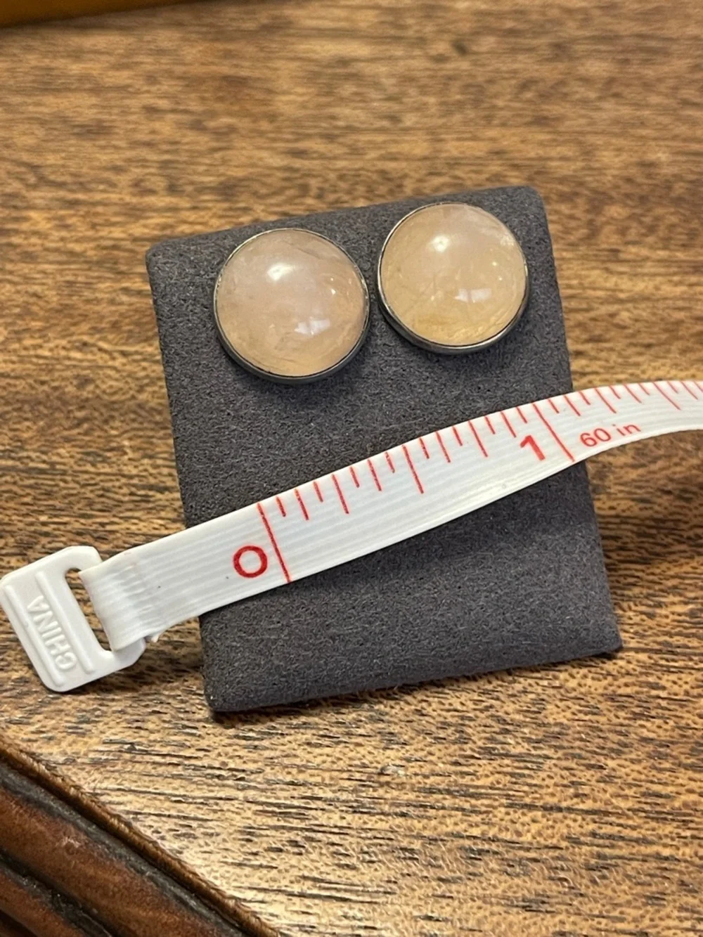 Sterling Silver Rose Quartz Stud Earrings - Pale Pink